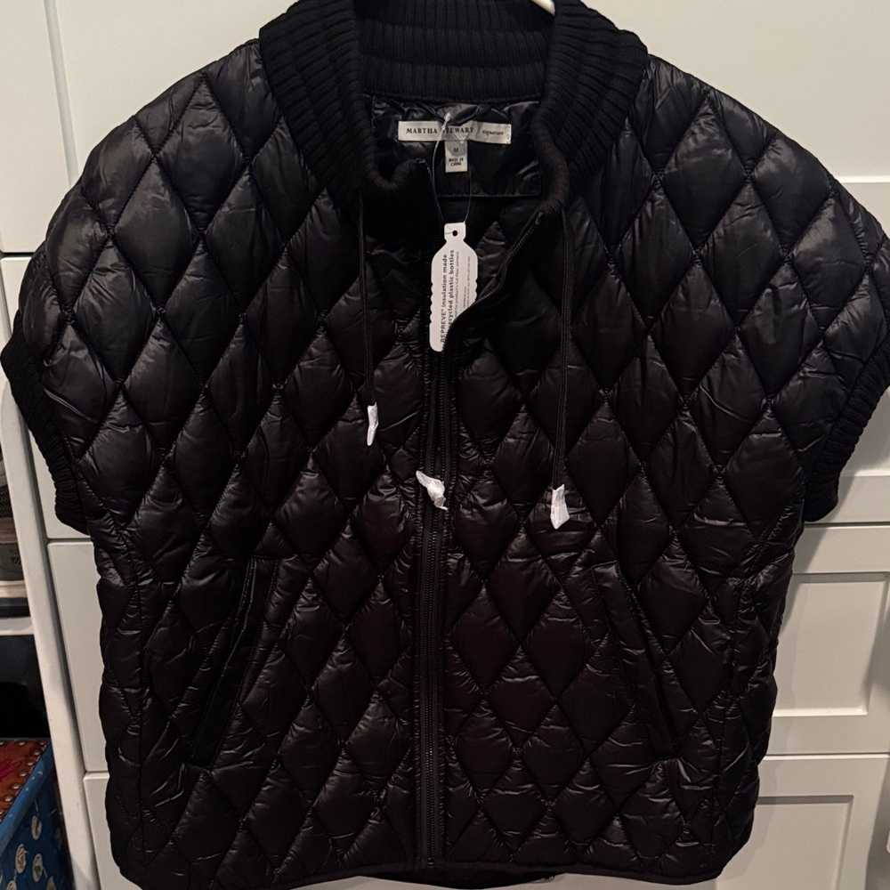 Martha Stewart/signature diamond Black short sleeve Quilted Jacket - Picture 5 of 8